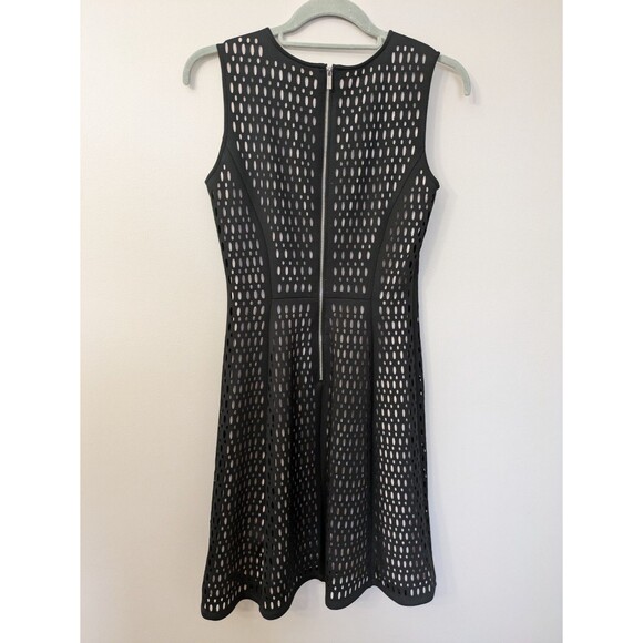 Karl Lagerfeld Paris Black Fit & Flare Dress Laser Cut Eyelet Size Approx XS - Picture 4 of 12